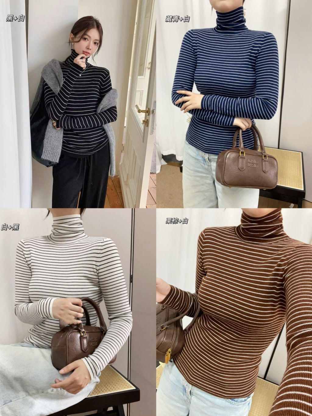 كنزة نسائية ضيقة بياقة عالية – طبقة أساسية ناعمة من مزيج الصوف مع فتحات للإبهام، بلوزة محبوكة ضيقة للارتداء متعدد الطبقات للخريف والشتاء