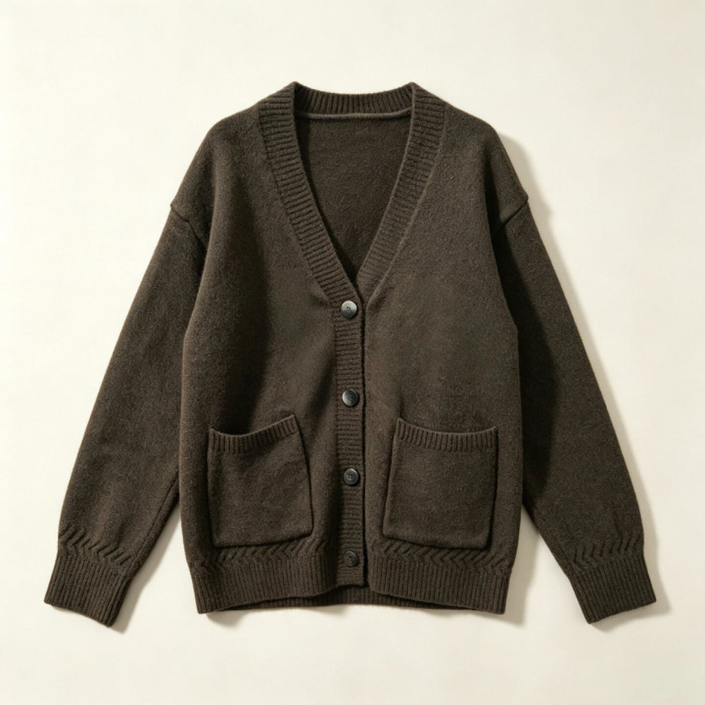 Oversized V-Neck Cardigan Women – Soft Knit Button-Up Sweater with Pockets, Relaxed Fall Layering