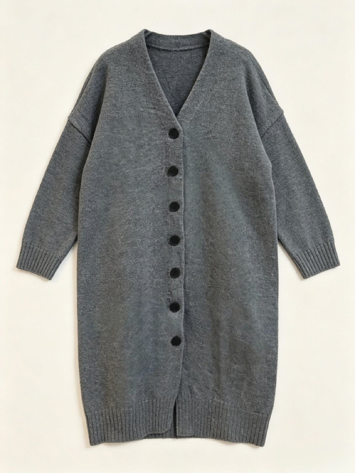 Long Oversized Knit Cardigan Women – V Neck Button Up Sweater Coat, Below Knee Fall Outerwear
