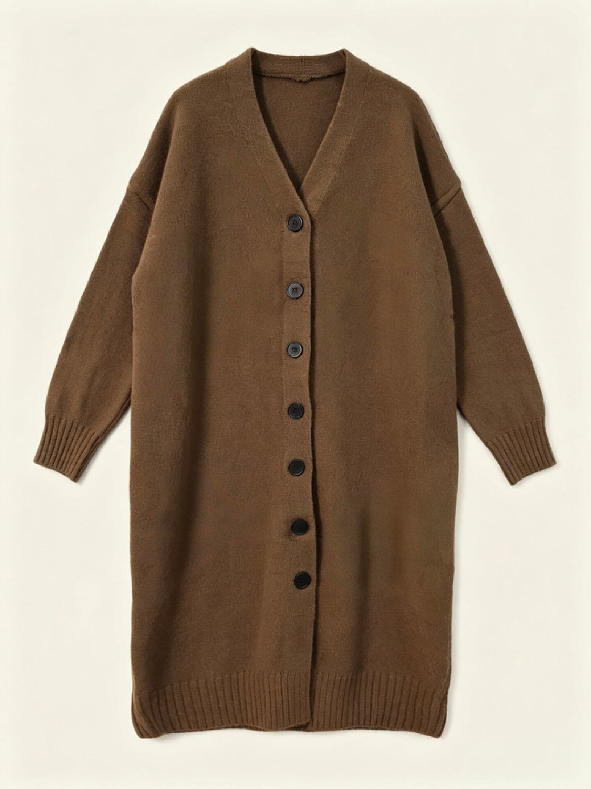 Long Oversized Knit Cardigan Women – V Neck Button Up Sweater Coat, Below Knee Fall Outerwear