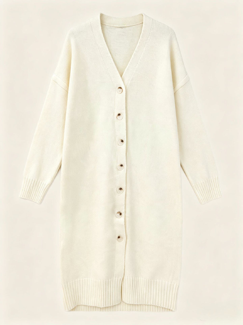 Long Oversized Knit Cardigan Women – V Neck Button Up Sweater Coat, Below Knee Fall Outerwear