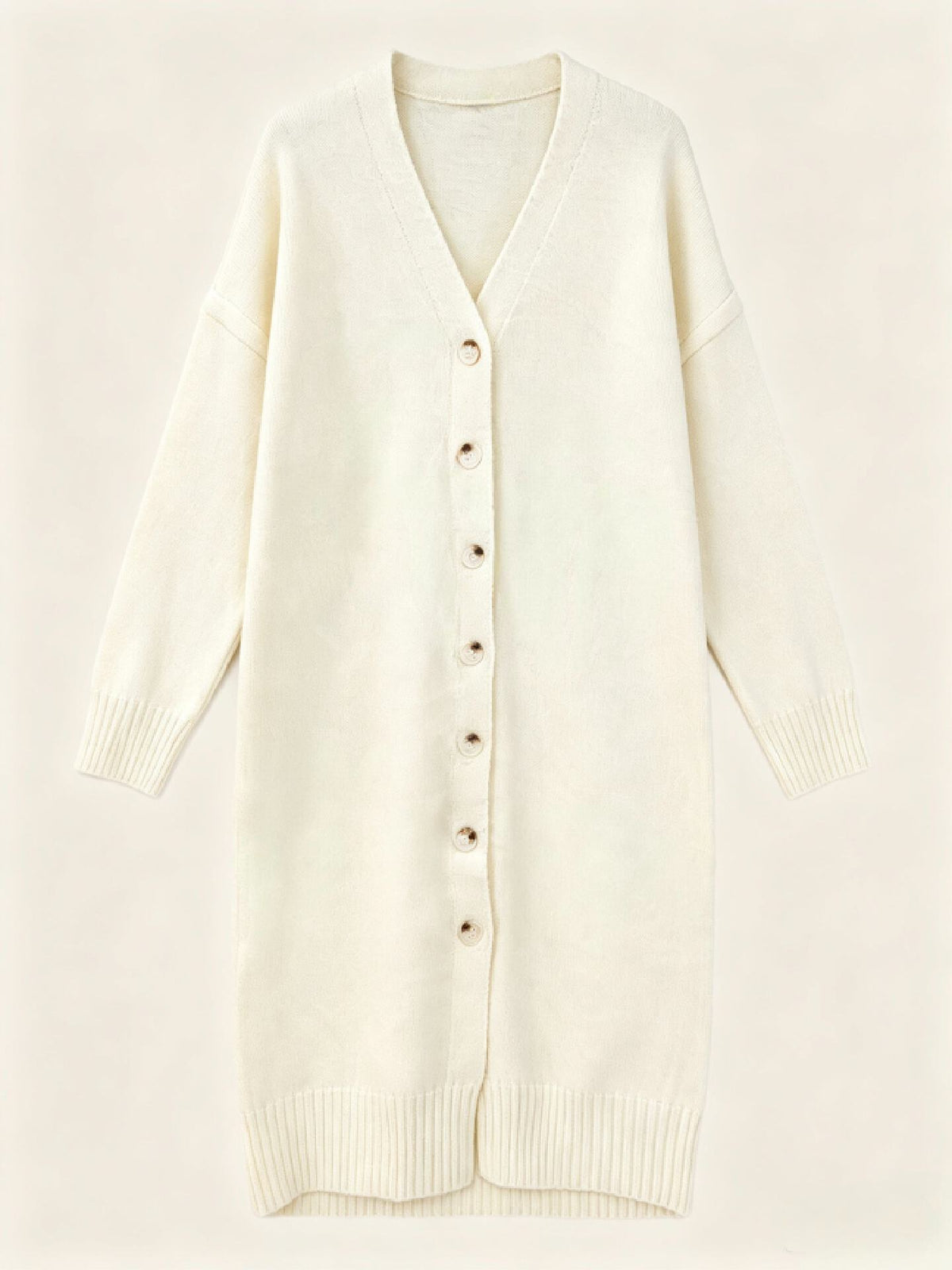 Long Oversized Knit Cardigan Women – V Neck Button Up Sweater Coat, Below Knee Fall Outerwear