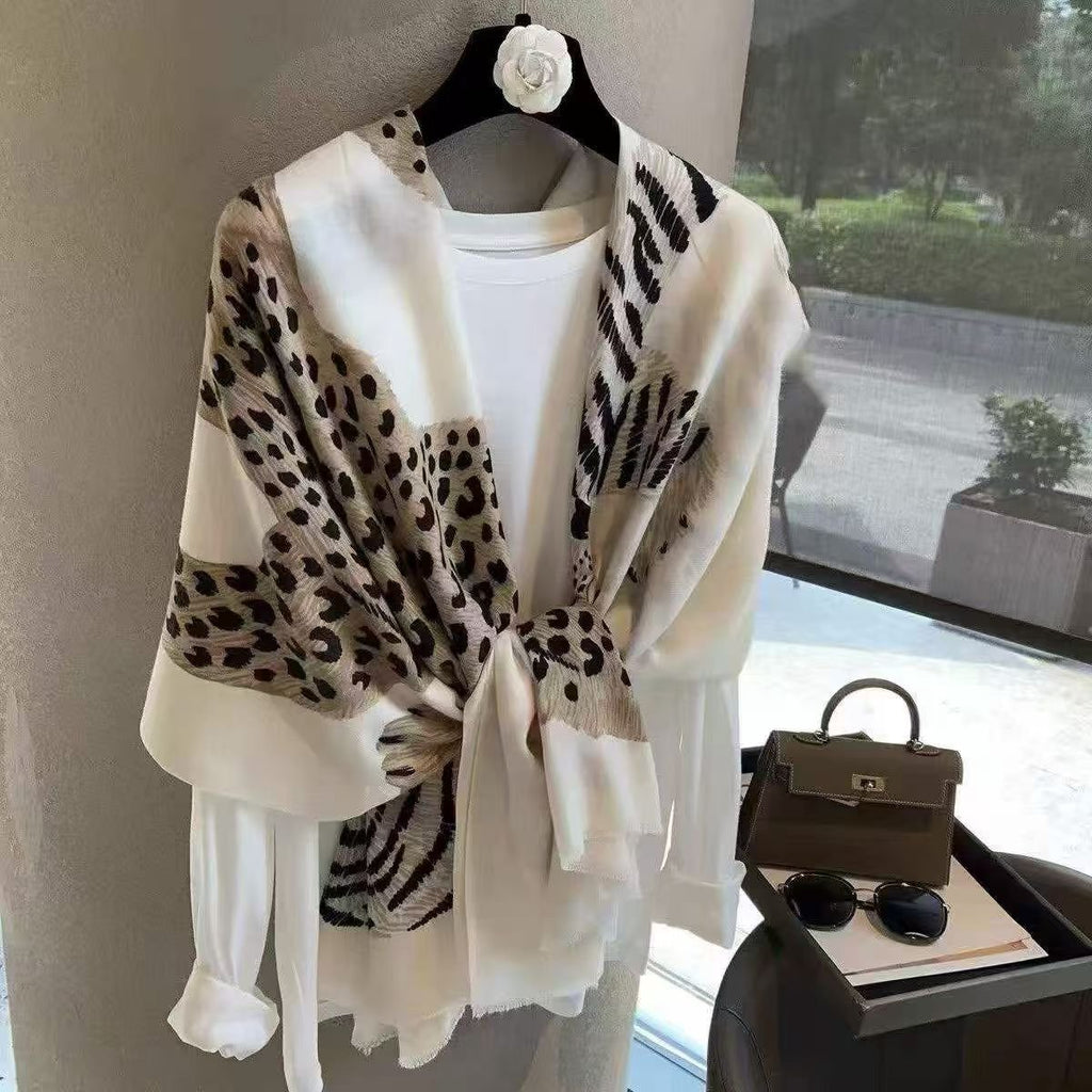Oversized Animal Print Scarf Women – Leopard Zebra Print Pashmina Shawl, Soft Cashmere Feel Winter Wrap