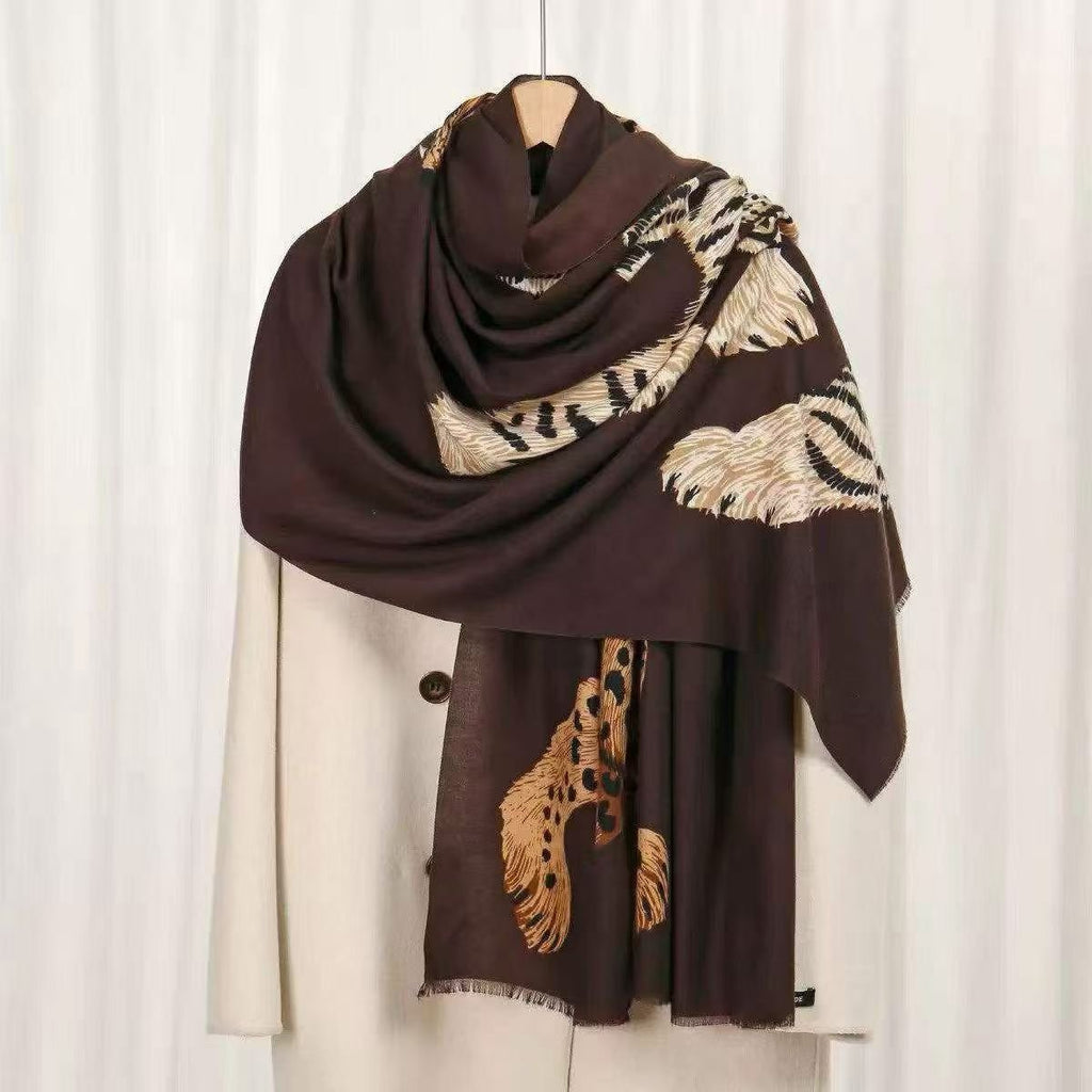 Oversized Animal Print Scarf Women – Leopard Zebra Print Pashmina Shawl, Soft Cashmere Feel Winter Wrap