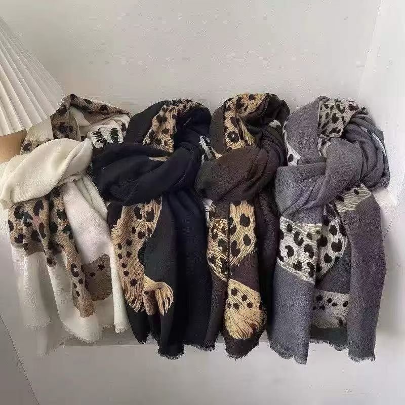 Oversized Animal Print Scarf Women – Leopard Zebra Print Pashmina Shawl, Soft Cashmere Feel Winter Wrap