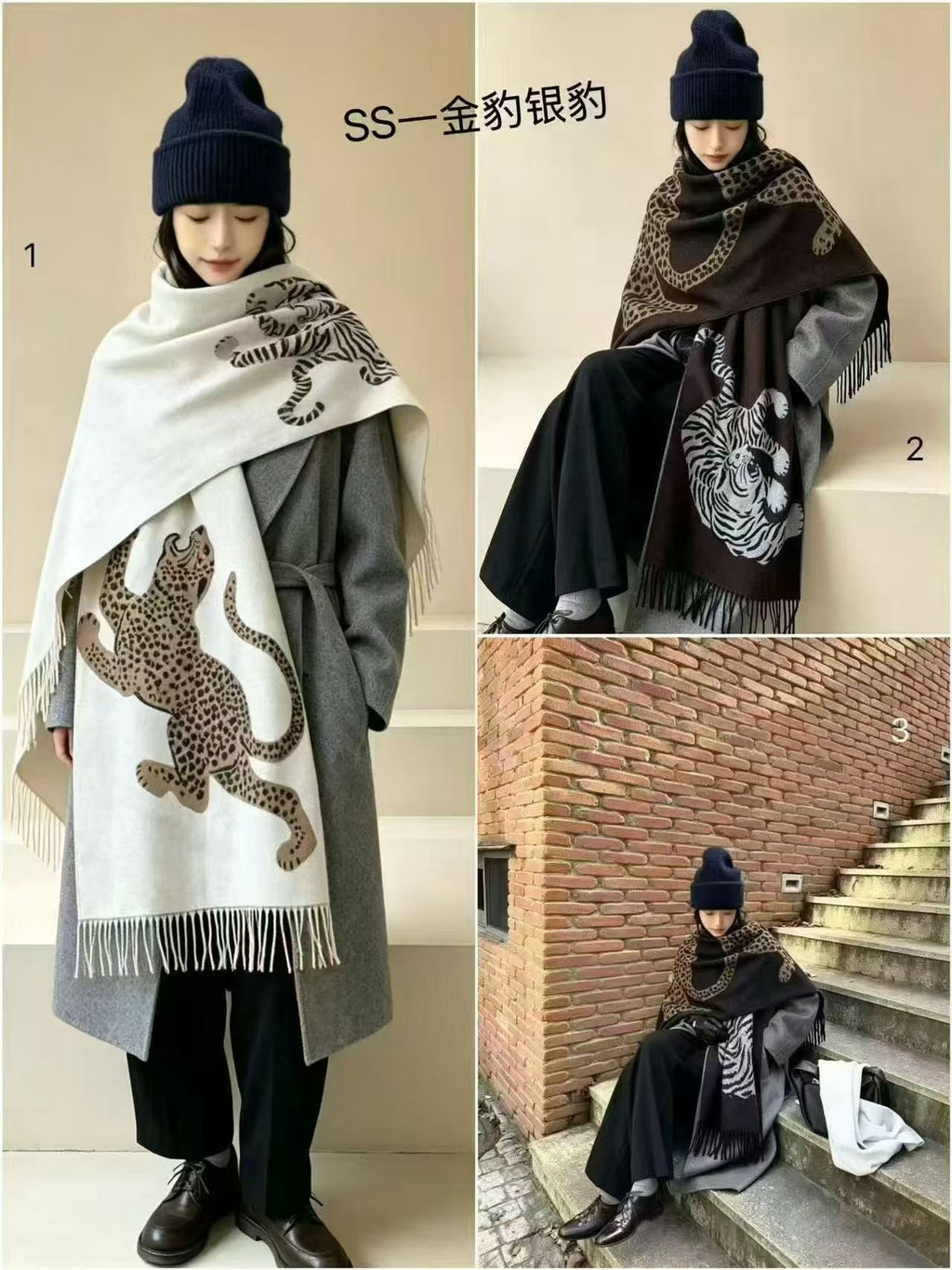 Oversized Animal Print Scarf Women – Leopard Zebra Print Pashmina Shawl, Soft Cashmere Feel Winter Wrap