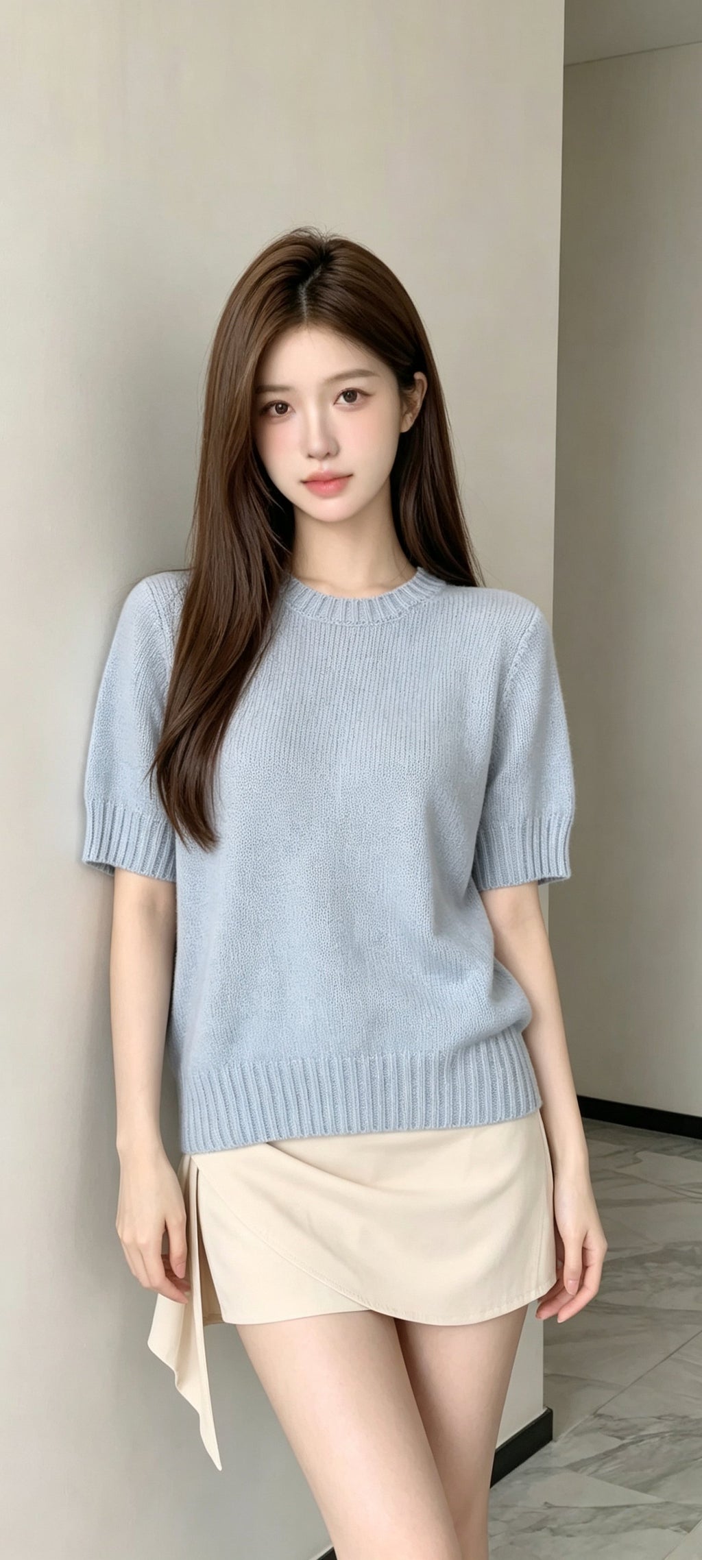100% Wool Puff Sleeve Sweater Women – Brown Cropped Knit Top