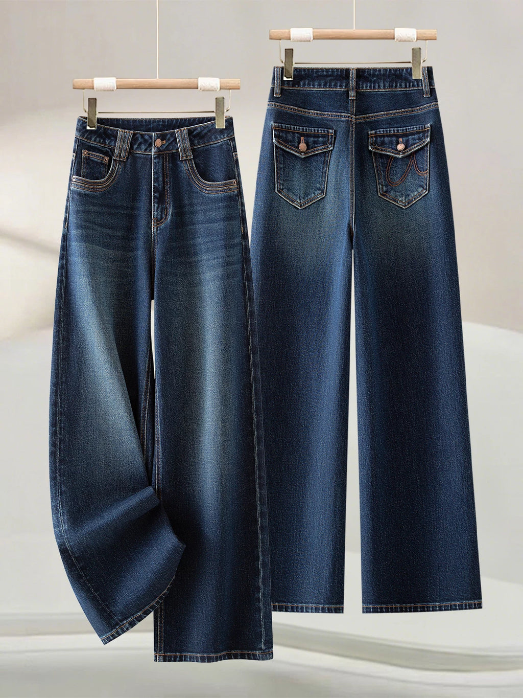 Retro casual straight-leg jeans women's 2026 autumn new great-looking loose hip-covering high-waisted wide-leg pants