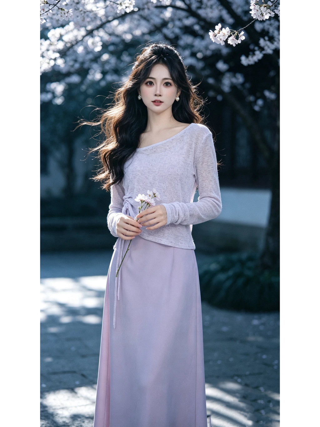 瑞瑞定制【紫霞仙子】【两件套】无拉链夏季绝美遮肚子套装D7197