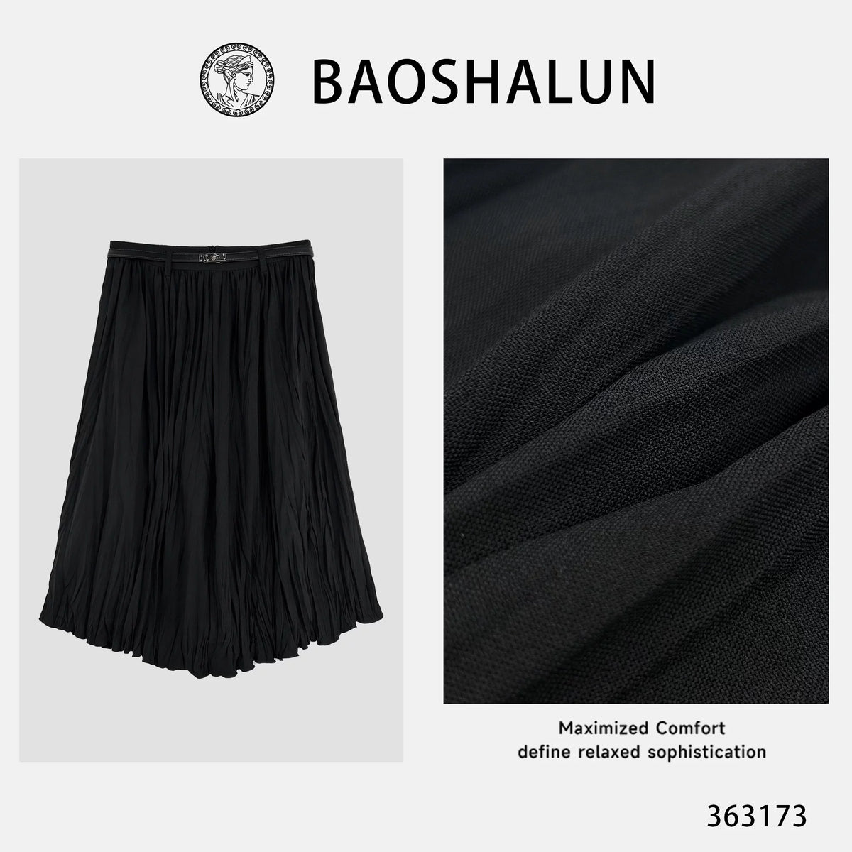 [Bin Bin Exclusive] Stylish high-end texture pleated and thin with belt skirt 363173