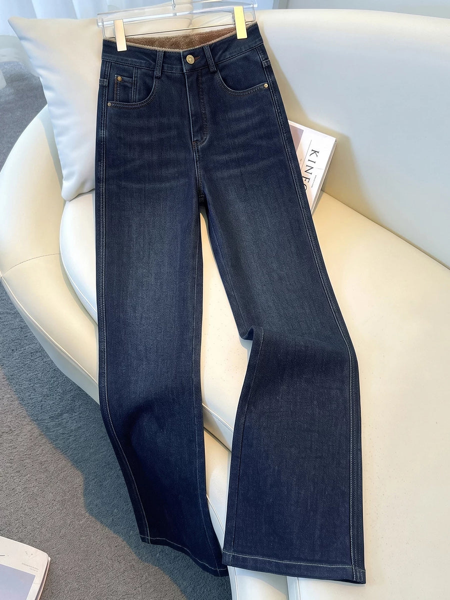 Fleece-Lined Thickened Women's 2026 New Winter Tapered High-Waisted Slim Straight-Leg Casual Versatile Pants
