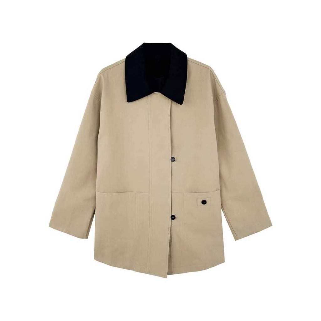 [Bin Bin Exclusive] [Camden Trench Coat] Lyocell Cotton Retro Contrast Color Medium and Long Trench Coat M26006