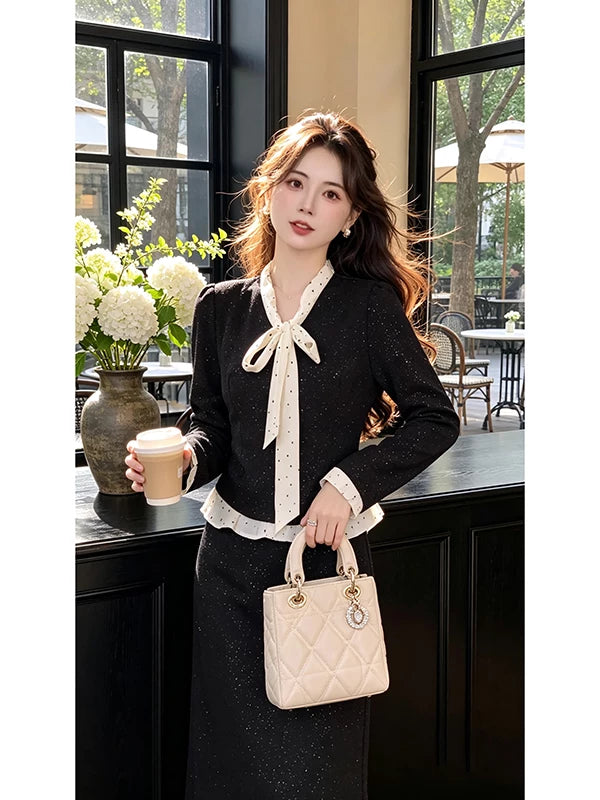Ruiru Custom [Sparkling Galaxy] Spring/Fall Fashionable Elegant Slimming Sophisticated Socialite Long-Sleeve Dress QJ0045
