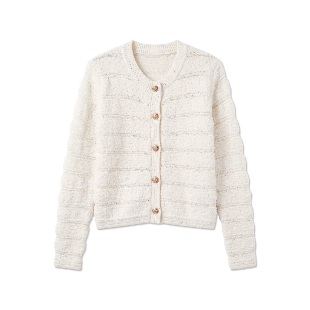 [Mina Exclusive] [High-end Texture] Light Luxury Celebrity Xiaoxiangfeng Sequin Knitted Long Sleeve Cardigan 963092
