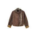 [Bin Bin Exclusive] [Leopard Print Brown] Retro round neck zipper leopard print scarf loose coat 263365
