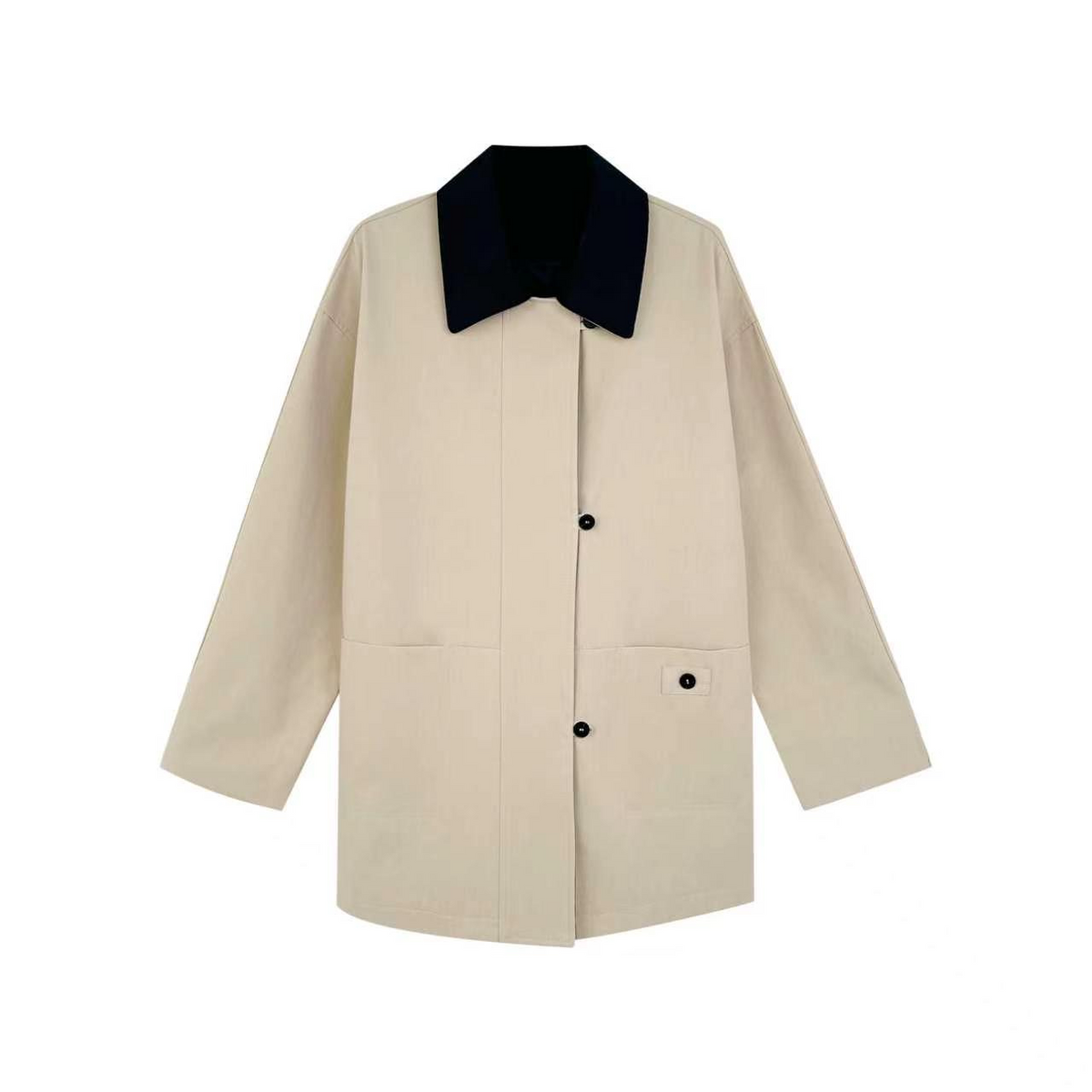 [Bin Bin Exclusive] [Camden Trench Coat] Lyocell Cotton Retro Contrast Color Medium and Long Trench Coat M26006