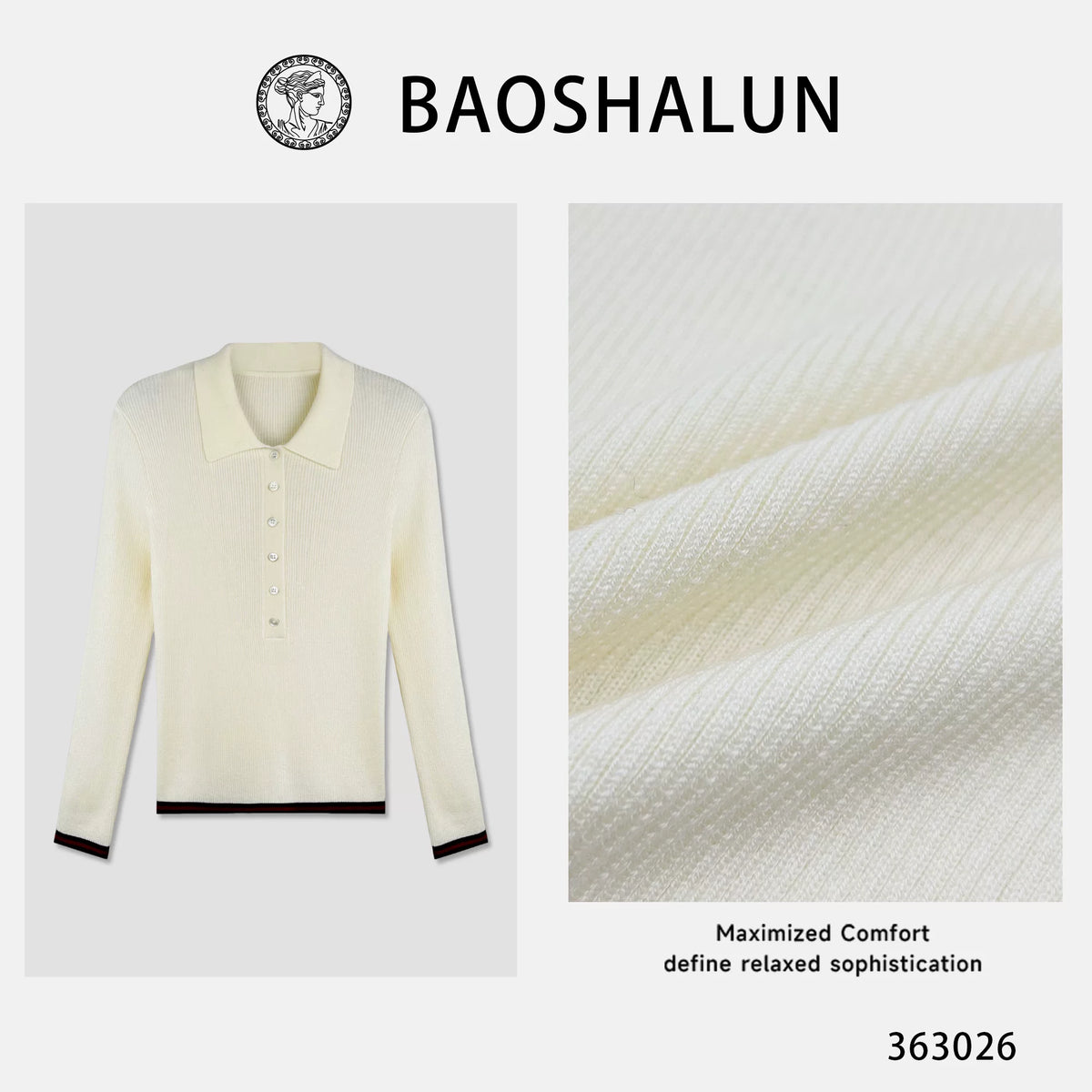 [Valkyvia/Yoyo Luxury] Wool old money wind Kochi POLO collar slim knitted top 363026