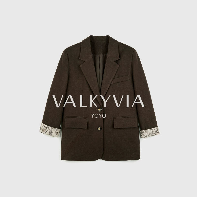 【Valkyvia/Yoyo】Fashionable, Stylish Retro Color-Block Blazer 363078