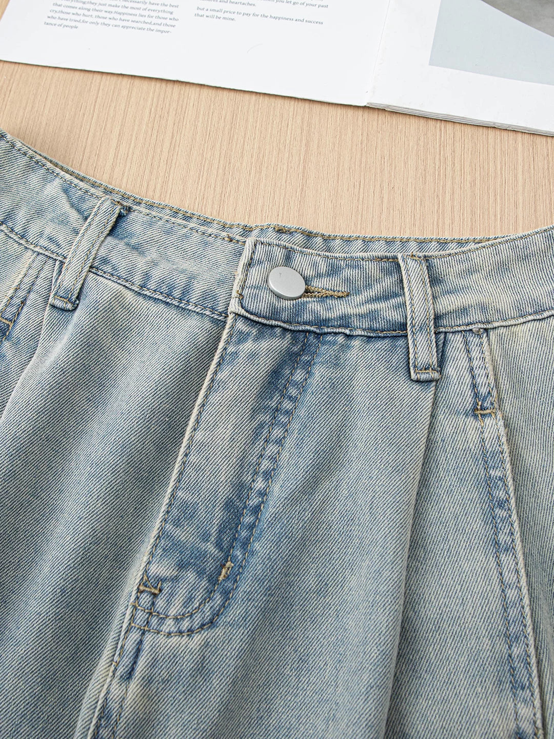 Design sense hollow embroidered jeans women's thin 2026 summer small loose hip covering thin scimitar nine-point pants