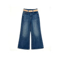 [Exclusive to Binbin] [Indigo Ramao] Retro hollow belt high waist micro-pull jeans 263084