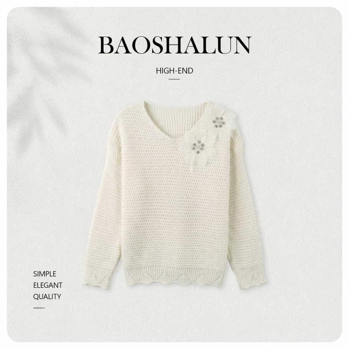 [Huahua Recommendation] Wool Fujia Qianjin Mesh Nail Bead Three-dimensional Flower Sweater 263390