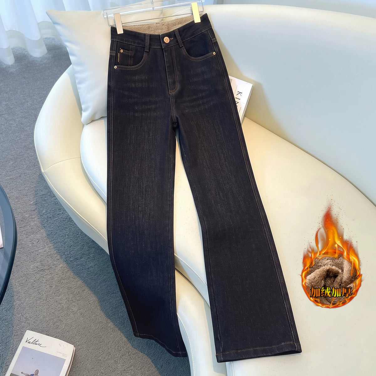 Fleece-Lined Thickened Women's 2026 New Winter Tapered High-Waisted Slim Straight-Leg Casual Versatile Pants