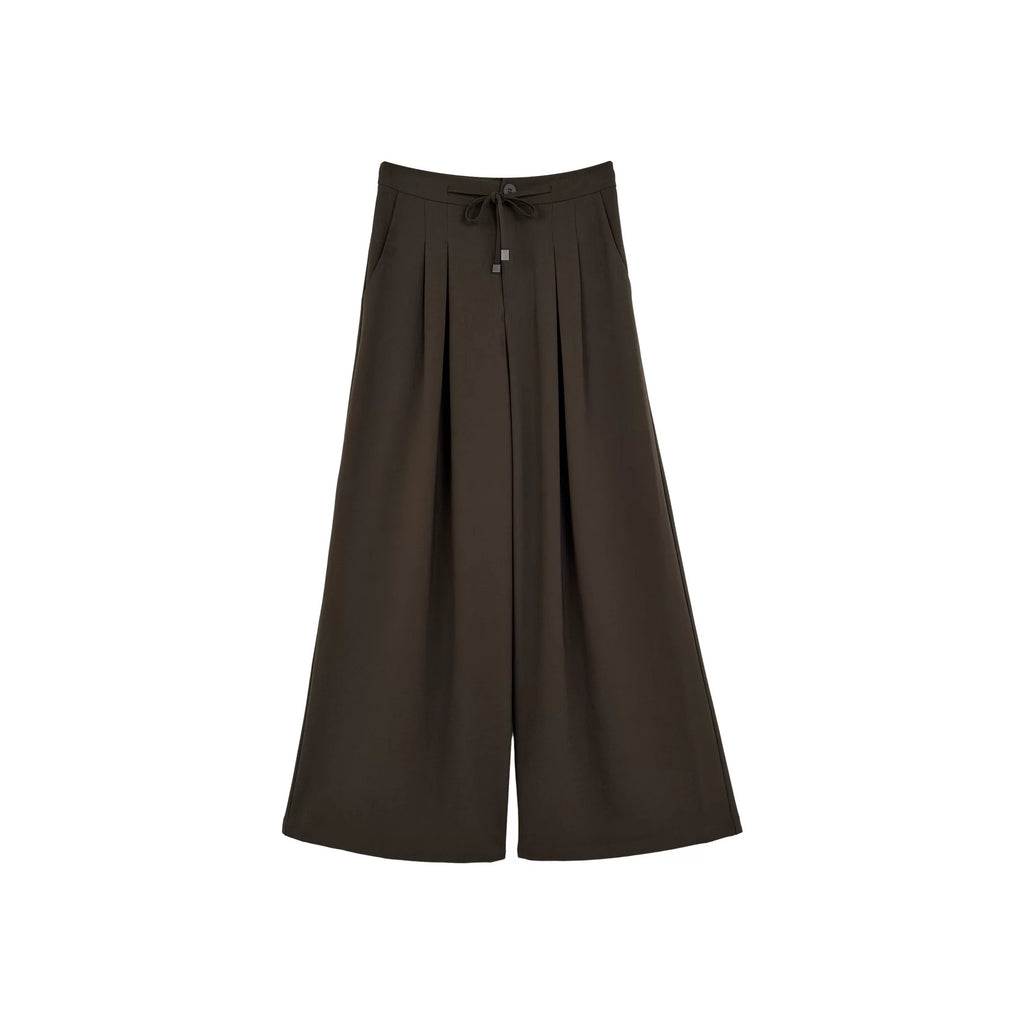 [Bin Bin Exclusive] [Pure Tea Qinghuan] Slack Back Bag Cover Waist Rope Suit Wide Leg Casual Pants M26068