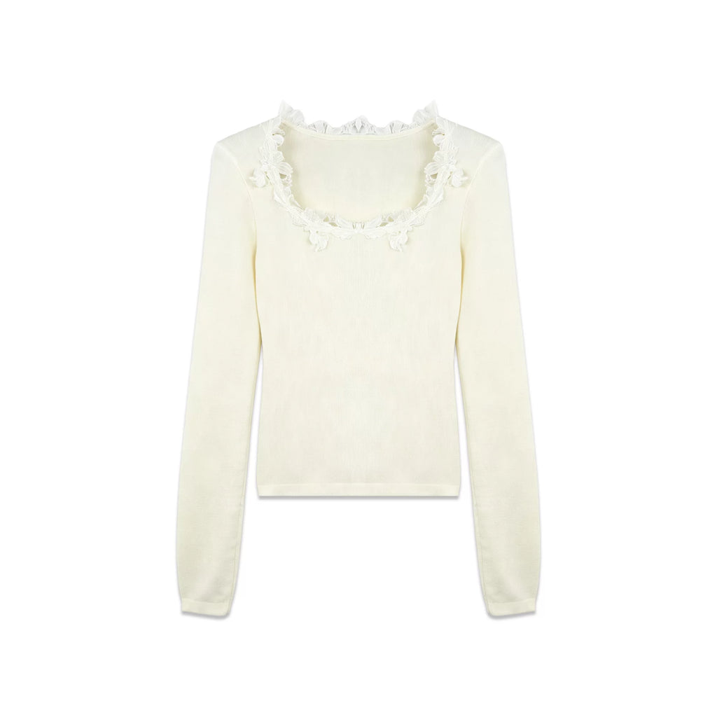 [VAZSLVE/New Luxury Products] Leak Picking French Wool Lace Splicing Wool Bottom Top 963120
