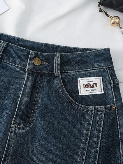 American slack loose scimitar jeans women's 2026 autumn new versatile and thin hip-covering high-waisted wide-leg pants