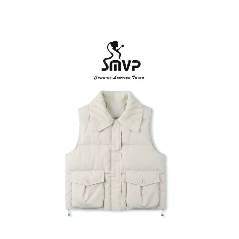 [Exclusive to Binbin] Yunrou folding jacket gentle lapel loose big pocket sleeveless vest jacket 263499
