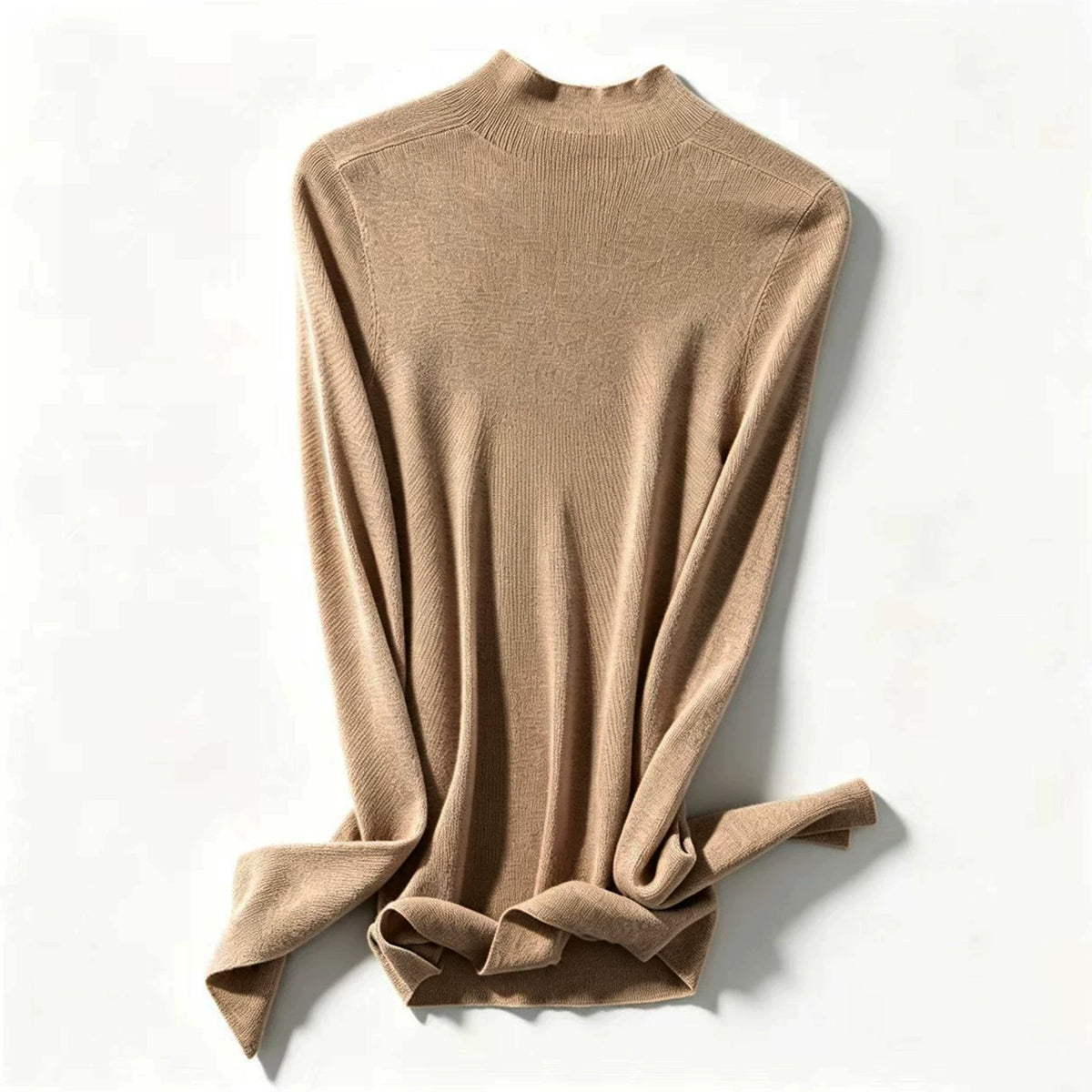 Special Offer! Seamless 100% superfine wool comfort-fit mock-neck long-sleeve knit top sweater