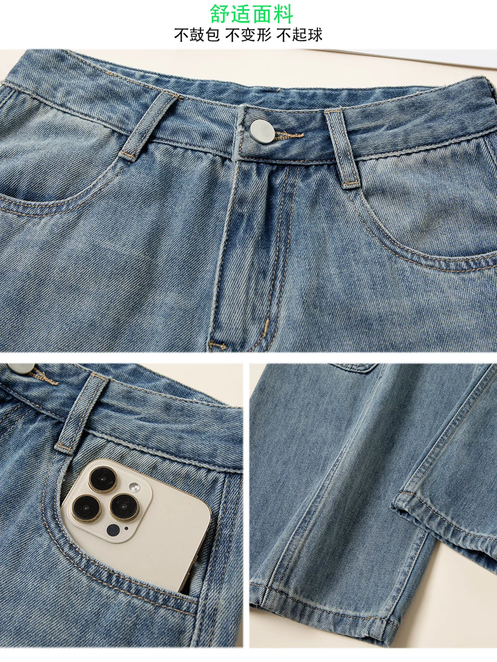 American retro washed tooling jeans women's 2026 spring and summer new multi-pocket high-waisted loose hip-covering wide-leg pants