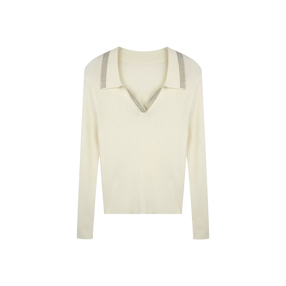 [Mina Exclusive] Design Hot Diamond Small Lapel Versatile Lyocell Knitted Top M361080