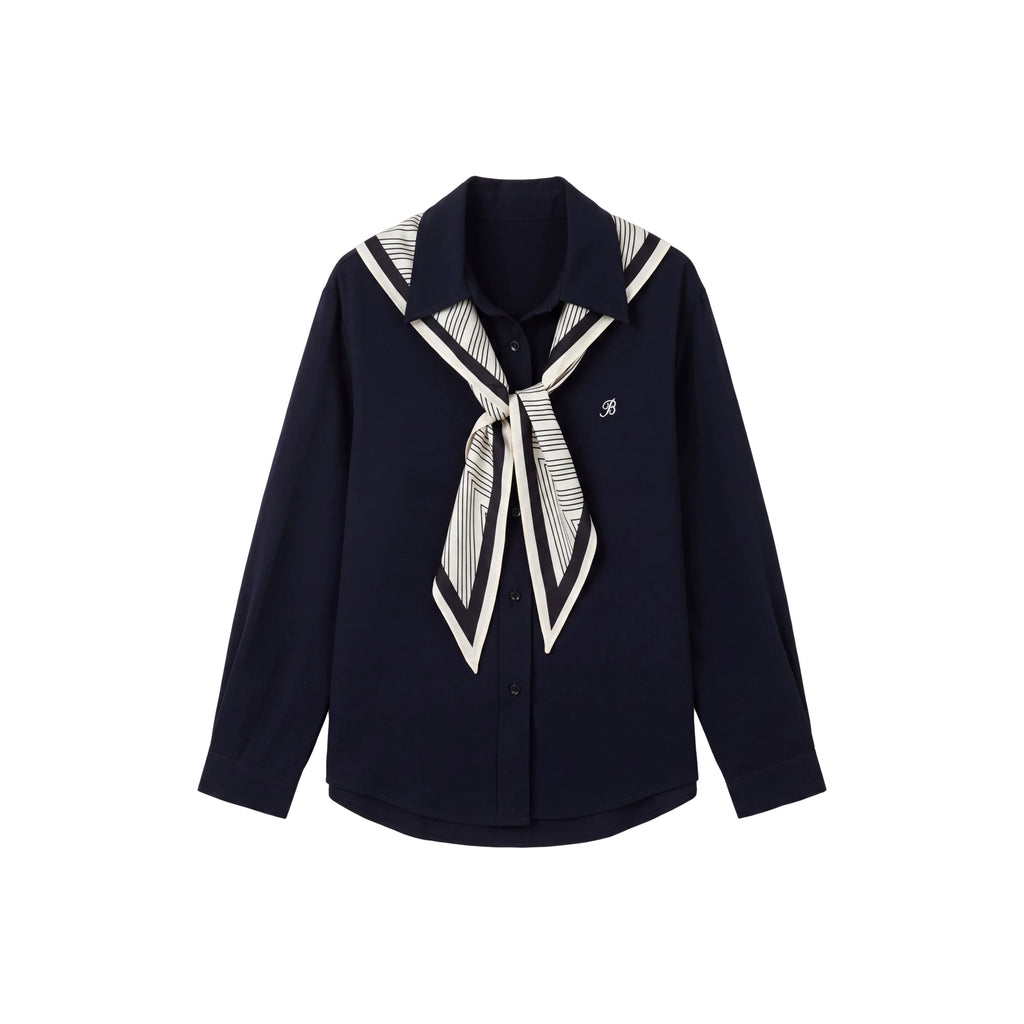 【Valkyvia/悠悠奢品】松驰氛围感剌绣配披肩长袖衬衫363179