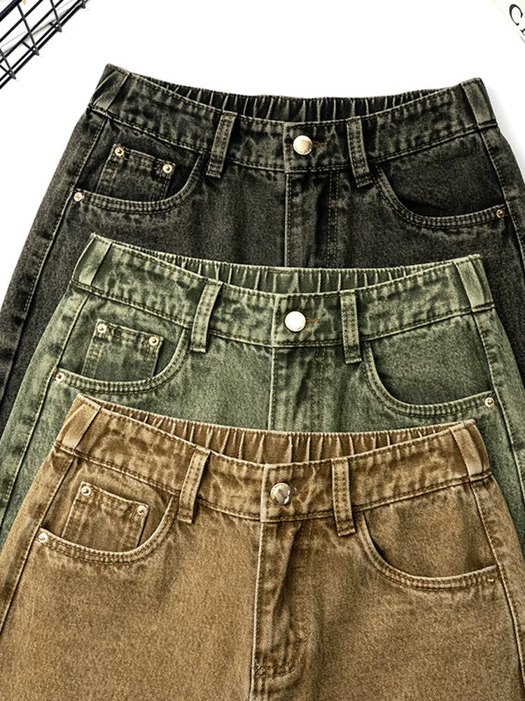 Retro washed straight jeans women's autumn 2026 summer new high-waisted and thin casual wide-leg trousers