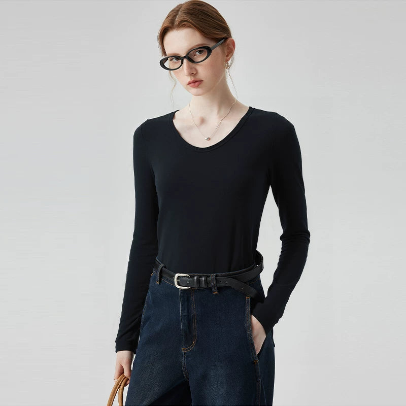 [Valkyvia/Yoyo] [Water Drop T] Tencel Wool Skin-friendly Zero Pressure Skinny Top 353098