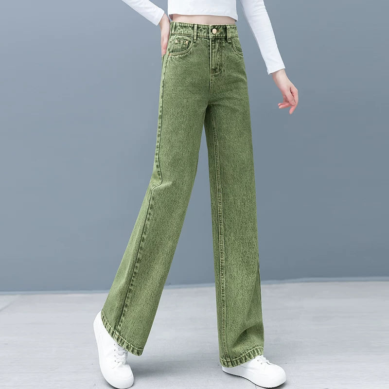 Retro washed straight jeans women's autumn 2026 summer new high-waisted and thin casual wide-leg trousers