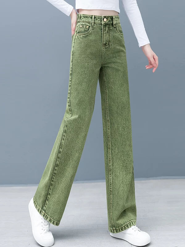 Retro washed straight jeans women's autumn 2026 summer new high-waisted and thin casual wide-leg trousers