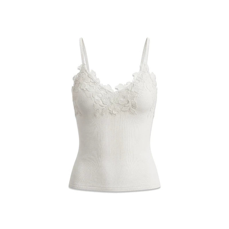 [Bin Bin Exclusive] [Wardrobe Rigid Demand] Sexy Lace V-Neck Knitted Vest 263201
