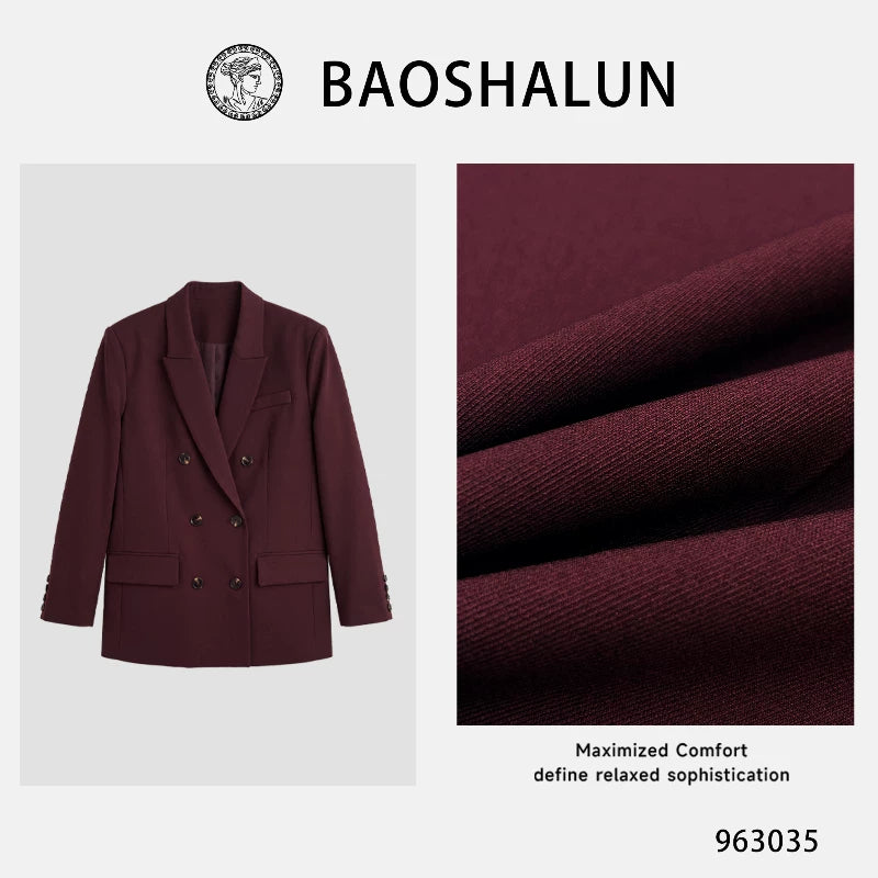 【Intellectual Elite】Old Money Style Notched Lapel Double-Breasted Suit Jacket 963035
