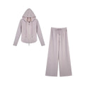 [Mina Exclusive] Fashion Temperament Splicing Skinny Hooded Knitted Top Pants Set 361002
