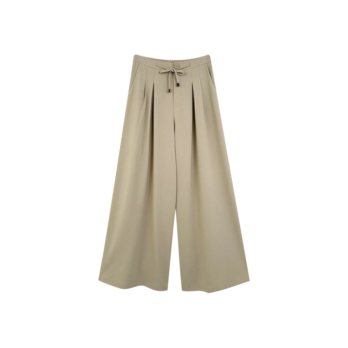 [Bin Bin Exclusive] [Pure Tea Qinghuan] Slack Back Bag Cover Waist Rope Suit Wide Leg Casual Pants M26068