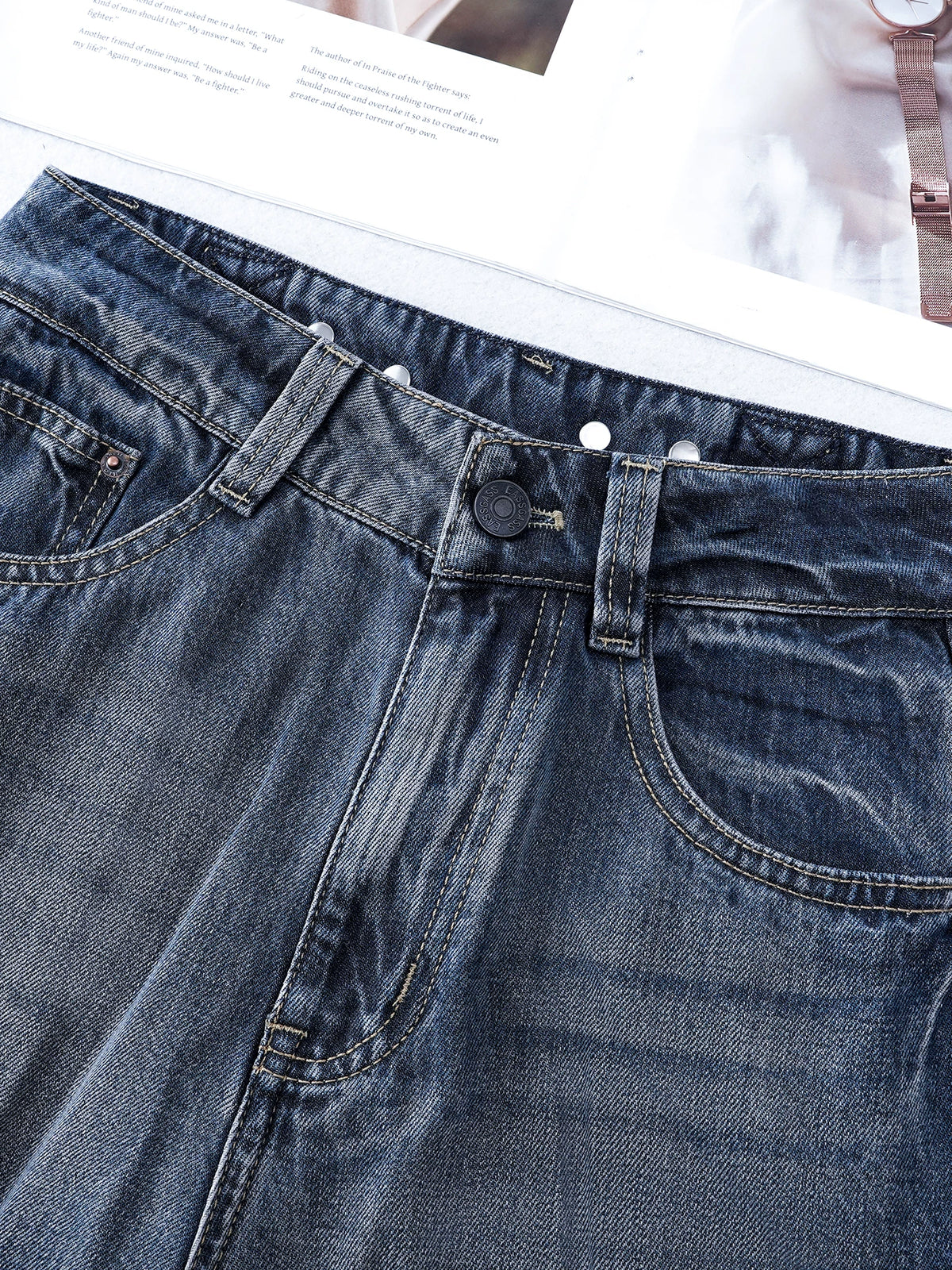 High waist narrow version wide leg jeans women's autumn 2026 new retro loose drape and thin casual straight pants