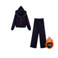 [Mina Exclusive] [Warm Velvet Twilight Smoke] Fashion and high-end casual hooded fur collar set 353297
