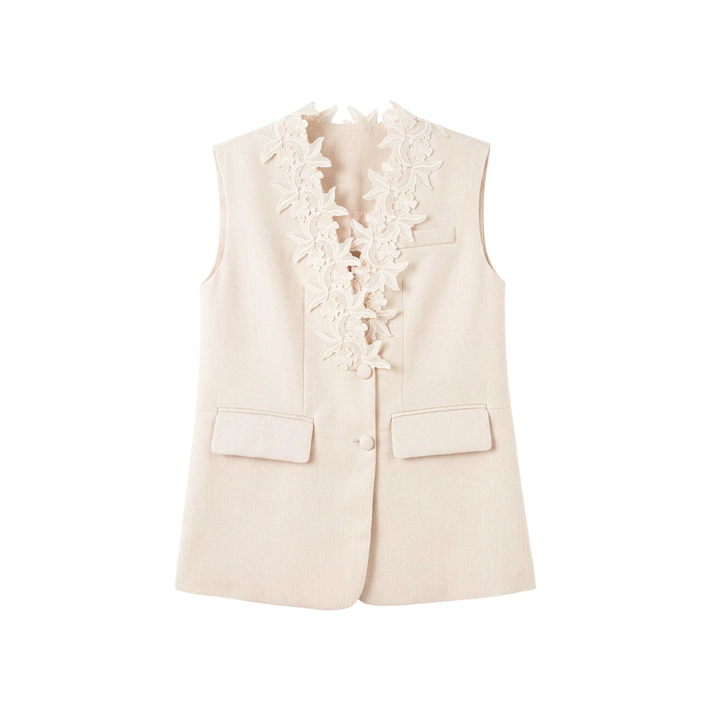 [VAZSLVE/New Luxury Products] Leak-picking design V-neck texture bright silk versatile vest 363153