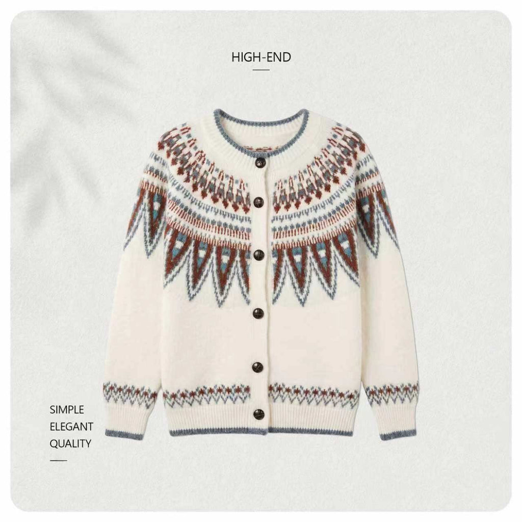 [Valkyvia/Yoyo] Wool Korean Atmosphere Retro Fair Island Jacquard Sweater 263405