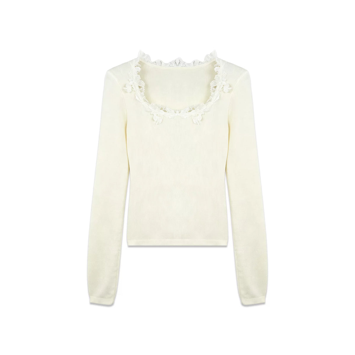 [Daxia haute couture] [Warm tea narrative] French lazy wool lace splicing woolen bottoming top 963120