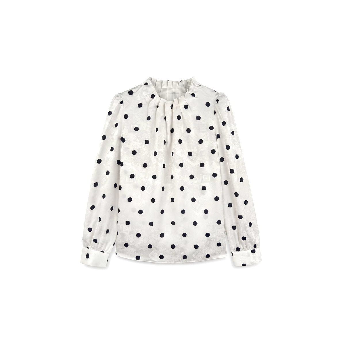 [Mina Exclusive] [Black Island Boxu] Retro Big Wave Point Stand-Up Collar Long Sleeve Shirt 263141