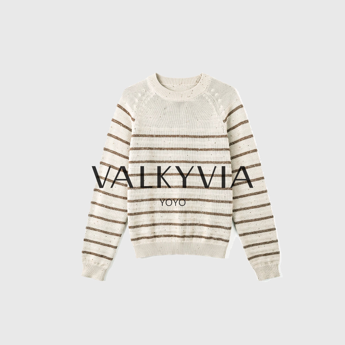 【Valkyvia/يويو الفاخرة】بلوزة صوفية مخططة بالترتر بأسلوب «الأموال القديمة» لإطلالة راقية 363082