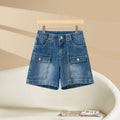 American retro design denim shorts women's 2026 summer new high-waisted and thin versatile straight overalls